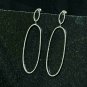 Diamond Oval Shaped Dangle Earring 925 Silver Women Fashion Jewelry Ear Stud.
