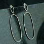 Diamond Oval Shaped Dangle Earring 925 Silver Women Fashion Jewelry Ear Stud.