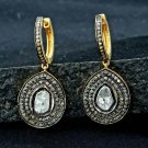 Diamond Hoop Earring Victorian Style 925 Silver Drop Earring Wedding Ear Stud. Diamond Hoop Earring Victorian Style 925 Silver Drop Earring Wedding Ear Stud.
