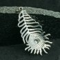 Diamond Feather Pendant Pave Diamond Jewelry 925 Silver Diamond Leaf Unisex Gift