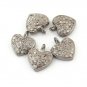 Pave Diamond 1 pc heart charm pandent  925 sterling silver,diamond finding heart