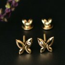 Butterfly Earrings 14k Gold Natural Diamond Butterfly Ear Stud Dainty Jewelry.