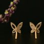 Butterfly Earrings 14k Gold Natural Diamond Butterfly Ear Stud Dainty Jewelry.