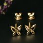 Butterfly Earrings 14k Gold Natural Diamond Butterfly Ear Stud Dainty Jewelry.
