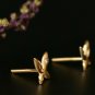 Butterfly Earrings 14k Gold Natural Diamond Butterfly Ear Stud Dainty Jewelry.