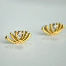 Diamond Lotus Stud 14k Gold Floral Everyday Small Screwback Tops Birthday Gift.