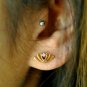 Diamond Lotus Stud 14k Gold Floral Everyday Small Screwback Tops Birthday Gift.