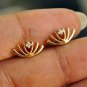 Diamond Lotus Stud 14k Gold Floral Everyday Small Screwback Tops Birthday Gift.