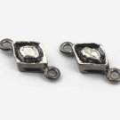 Rhombus Shape Connector Rose Cut Diamond 925 Sterling Silver Diamond Findings.