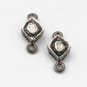 Rhombus Shape Connector Rose Cut Diamond 925 Sterling Silver Diamond Findings.