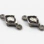 Rhombus Shape Connector Rose Cut Diamond 925 Sterling Silver Diamond Findings.