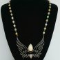Pave Diamond Ethiopian Opal Angel Wing Necklace 925 Silver 14k Gold Fine Jewelry