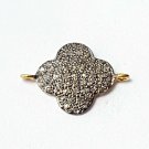 Pave Diamond Clover Jewelry Connector 925 Silver Diamond Jewelry Findings Supply