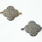 Pave Diamond Clover Jewelry Connector 925 Silver Diamond Jewelry Findings Supply