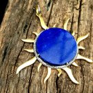 Lapis Lazuli Pendant 925 Silver Diamond Pendant Lapis Cabochon Sun Shape Pendant Lapis Lazuli Pendant 925 Silver Diamond Pendant Lapis Cabochon Sun Shape Pendant
