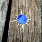 Lapis Lazuli Pendant 925 Silver Diamond Pendant Lapis Cabochon Sun Shape Pendant