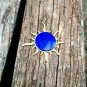 Lapis Lazuli Pendant 925 Silver Diamond Pendant Lapis Cabochon Sun Shape Pendant