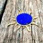 Lapis Lazuli Pendant 925 Silver Diamond Pendant Lapis Cabochon Sun Shape Pendant