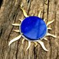 Lapis Lazuli Pendant 925 Silver Diamond Pendant Lapis Cabochon Sun Shape Pendant
