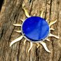 Lapis Lazuli Pendant 925 Silver Diamond Pendant Lapis Cabochon Sun Shape Pendant