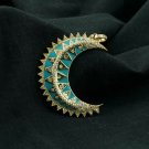 925 Sterling Silver Diamond Crescent Moon Pendant Turquoise Enamel Pendant Gift.
