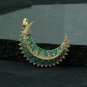 925 Sterling Silver Diamond Crescent Moon Pendant Turquoise Enamel Pendant Gift.
