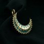 925 Sterling Silver Diamond Crescent Moon Pendant Turquoise Enamel Pendant Gift.