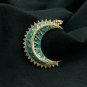 925 Sterling Silver Diamond Crescent Moon Pendant Turquoise Enamel Pendant Gift.
