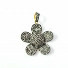 Flower Charm Pendant 925 Silver Diamond Pendant Handmade Diamond Findings Supply