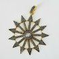Antique Sunburst Designer Polki Diamond Pendant Rosecut Diamond 925 Silver Charm