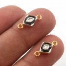 Double Bail Connector Polki Diamond Rhombus Connector 925 Silver Diamond Pendant