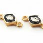Double Bail Connector Polki Diamond Rhombus Connector 925 Silver Diamond Pendant