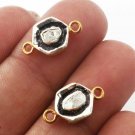 Double Bail Connector Polki Diamond Hexagon Connector 925 Silver Diamond Pendant