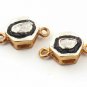 Double Bail Connector Polki Diamond Hexagon Connector 925 Silver Diamond Pendant