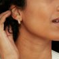 Diamond Croissant Hoop Earring 14k Solid Gold Twisted Dome Open Minimalist Hoop.