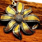 Pave Diamond Sunflower Pendant 925 Silver Diamond Pendant