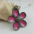 Pave Diamond Flower Pendant 925 Silver Enamel Flower Special Birthday Pendant. Pave Diamond Flower Pendant 925 Silver Enamel Flower Special Birthday Pendant.