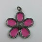 Pave Diamond Flower Pendant 925 Silver Enamel Flower Special Birthday Pendant.