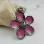 Pave Diamond Flower Pendant 925 Silver Enamel Flower Special Birthday Pendant.