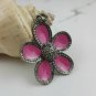 Pave Diamond Flower Pendant 925 Silver Enamel Flower Special Birthday Pendant.