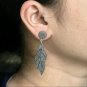 Natural Pave Diamond Leaf Theme Designer Earrings In 925 Sterling Silver.