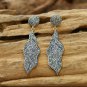 Natural Pave Diamond Leaf Theme Designer Earrings In 925 Sterling Silver.