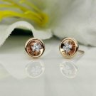Minimalist Round Diamond Earring 14k Solid Gold Women Anniversary Gift Charm.