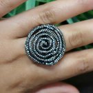 Pave Diamond Spiral Ring 925 Silver Swirl Ring Jewelry Anniversary Ring Gift.