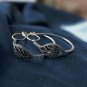 Natural Diamond Hoop Earring 925 Solid Silver Victorian Era Earring Jewelry Gift