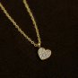 Diamond Cluster Heart Necklace 14k Solid Gold Tiny Heart Necklace Proposal Gift.