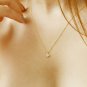 Diamond Cluster Heart Necklace 14k Solid Gold Tiny Heart Necklace Proposal Gift.