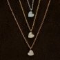 Diamond Cluster Heart Necklace 14k Solid Gold Tiny Heart Necklace Proposal Gift.