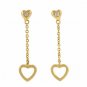 Dainty Heart Shape Drop&Dangle Earrings 14k Solid Gold Bezel Set Diamond Jewelry