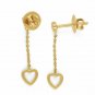 Dainty Heart Shape Drop&Dangle Earrings 14k Solid Gold Bezel Set Diamond Jewelry